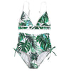 High Waisted Leaves Print Bikini