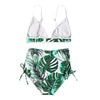 High Waisted Leaves Print Bikini