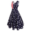 Lady Stripe Vintage Flag V-neck Ball Gown Sleeveless Dress