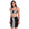 Spaghetti Strap Sequin Choker Women Crop Top with Skirt