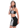 Spaghetti Strap Sequin Choker Women Crop Top with Skirt