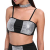 Spaghetti Strap Sequin Choker Women Crop Top with Skirt