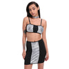 Spaghetti Strap Sequin Choker Women Crop Top with Skirt