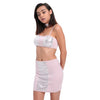 Spaghetti Strap Sequin Choker Women Crop Top with Skirt