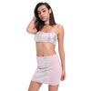 Spaghetti Strap Sequin Choker Women Crop Top with Skirt