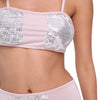 Spaghetti Strap Sequin Choker Women Crop Top with Skirt
