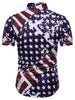 Hidden Button American Flag Print Shirt