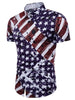 Hidden Button American Flag Print Shirt