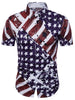 Hidden Button American Flag Print Shirt
