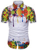 Hidden Button 3D Watercolor Splash Print Shirt