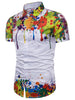 Hidden Button 3D Watercolor Splash Print Shirt