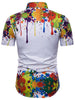 Hidden Button 3D Watercolor Splash Print Shirt