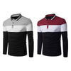 Turn-down Collar Long Sleeve Color Blocking Men T-shirt