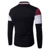 Turn-down Collar Long Sleeve Color Blocking Men T-shirt