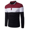 Turn-down Collar Long Sleeve Color Blocking Men T-shirt
