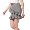FRENCH BAZAAR Plaid Swing Ruffle Mini Bodycon Skirt
