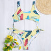 Shoulder Strap Backless Padded Tied Women Swimsuit
