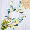 Shoulder Strap Backless Padded Tied Women Swimsuit