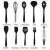 10-Piece Silicone Kitchen Utensil Set Non-Stick Heat-Resistant Cooking Tools - Tong/Whisk/Slotted Spoon/Basting Brush/Spatula/Soup Ladle/Slotted Turner/Pasta Server/Spoonula for Cooking Serving, Black