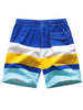 High Waist Drawstring Color Block Board Shorts