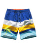 High Waist Drawstring Color Block Board Shorts