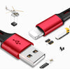 3 in 1 Nylon Braided USB Charge Cable Micro USB + 8 Pin + Type C