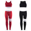 Round Collar Cut Out Stripe Mid Waist Women Sports Suit