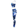 Round Collar Leaf Print Mid Waist Elastic Women Sports Suit