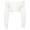 Off The Shoulder Long Lantern Sleeve Ruffle Women Crop Top