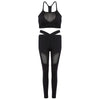 Spaghetti Strap Padded Mesh Mid Waist Women Sports Suit