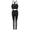 Spaghetti Strap Padded Mesh Mid Waist Women Sports Suit