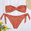 Sexy Strapless Padded Polka Dot Low Waist Women Bikini Set