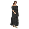 Off The Shoulder Polka Dot Floral Plus Size Women Maxi Dress