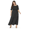 Off The Shoulder Polka Dot Floral Plus Size Women Maxi Dress