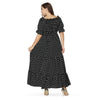 Off The Shoulder Polka Dot Floral Plus Size Women Maxi Dress