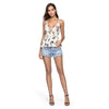 Sexy Plunge Neck Backless Floral Print Ruffle Women Tank Top