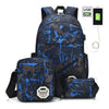 Men's Backpack Set 3Pcs Canvas Brief Large Capacity Preppy Backpack