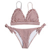 Sexy Spaghetti Strap Padded Stripe Ruffle Women Bikini Set