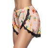Mid Waist Floral Print Spliced Lace Slit Women Shorts