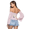 Off The Shoulder Removable Bell Sleeve Elastic Women Crop Top
