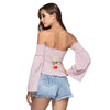 Off The Shoulder Removable Bell Sleeve Elastic Women Crop Top