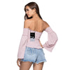 Off The Shoulder Removable Bell Sleeve Elastic Women Crop Top