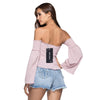 Off The Shoulder Removable Bell Sleeve Elastic Women Crop Top