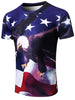 3D Patriotic America Flag Eagle Print Tee