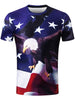 3D Patriotic America Flag Eagle Print Tee