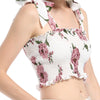 Square Neck Bowknot Ruffle Floral Print Women Crop Top