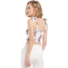 Square Neck Bowknot Ruffle Floral Print Women Crop Top