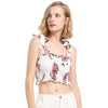 Square Neck Bowknot Ruffle Floral Print Women Crop Top