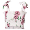 Square Neck Bowknot Ruffle Floral Print Women Crop Top