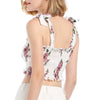 Square Neck Bowknot Ruffle Floral Print Women Crop Top